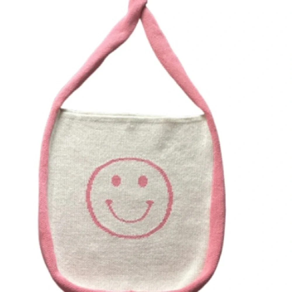 Gyto smile  face stretched, tote, bag, pink, and cream